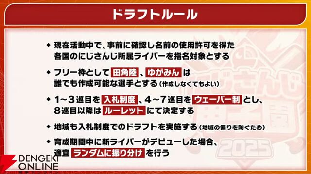 【にじさんじ】“にじさんじ甲子園”ドラフト会議を実施。“リセマラ”大幅緩和など新ルールも発表に