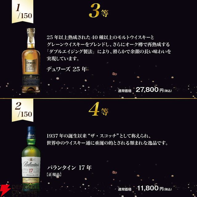 バランタイン30年が5,490円で当たるかも!? ロイヤル ハウスホールド、デュワーズ25年なども当たる『ブレンデッドウイスキーくじ』新弾が販売中