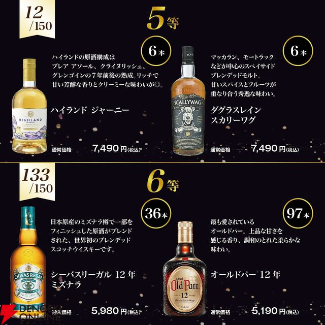 バランタイン30年が5,490円で当たるかも!? ロイヤル ハウスホールド、デュワーズ25年なども当たる『ブレンデッドウイスキーくじ』新弾が販売中