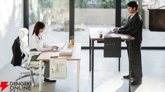 4脚で支える昇降デスクが登場。収納や充電ポート搭載で在宅ワークの質