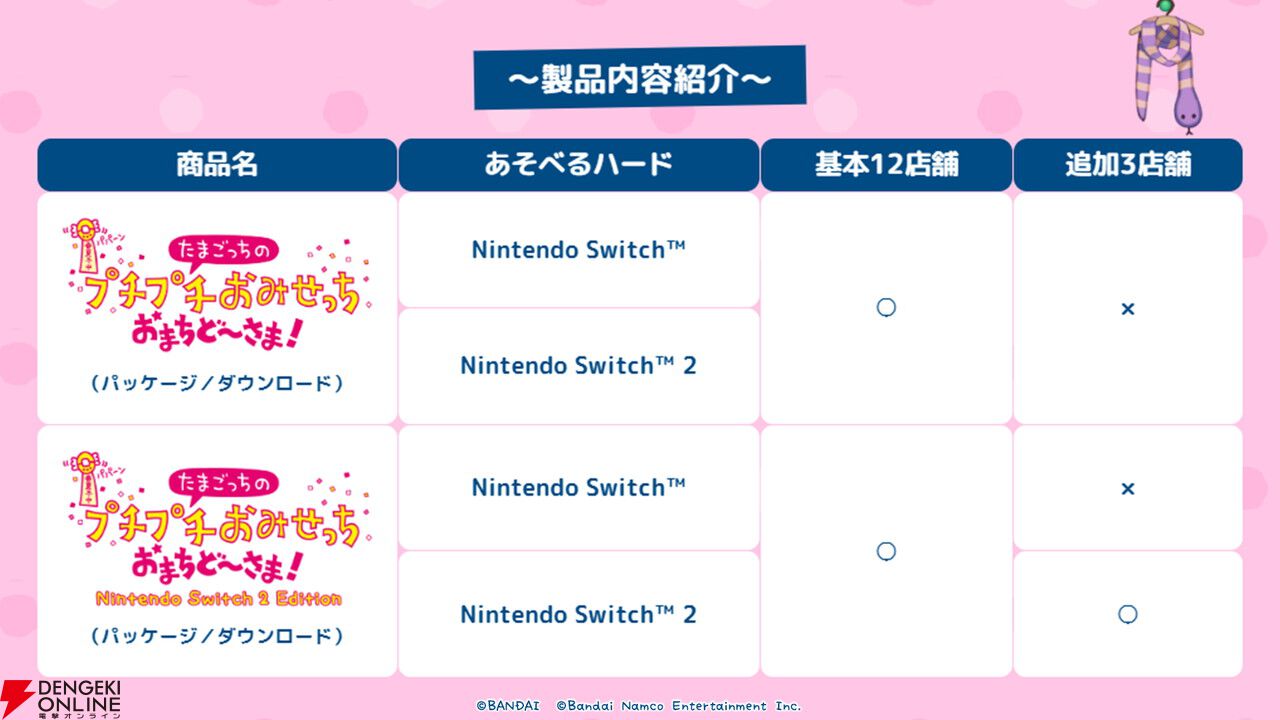 Switch 2/Switch『たまごっちのプチプチおみせっち おまちど～さま！』本日6/26発売。無料アップデートの配信も決定