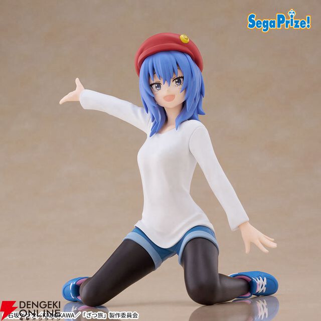 『ざつ旅』鈴ヶ森ちかのちょこのせフィギュアは元気いっぱいのポーズ＆笑顔が素敵。ベレー帽の缶バッジも再現されてるよ