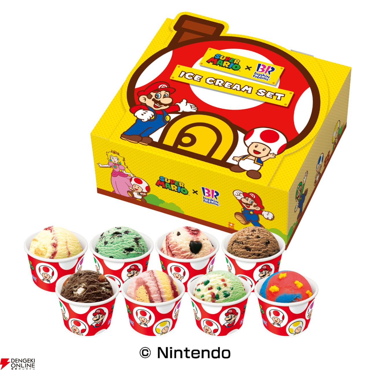 スーパーマリオ×サーティワンコラボが7/1から開催。限定フレーバーのソルベやグッズつきサンデーが登場