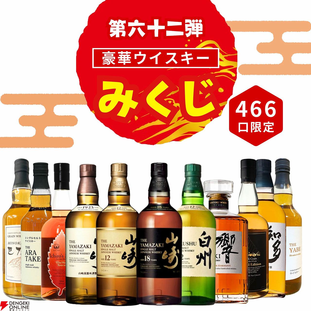山崎12年、響BC、山崎NV、白州NV、イチローズモルト ホワイト