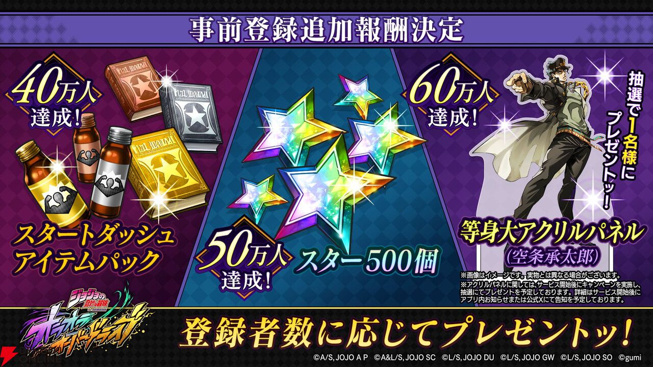 ジョジョの奇妙な冒険 オラオラオーバードライブ】配信日・事前登録