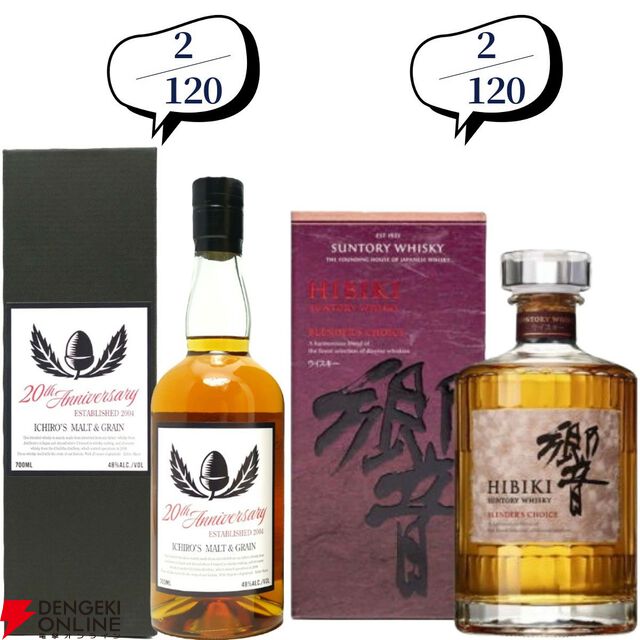 11,880円で山崎18年、マッカラン18年トリプルカスク、山崎・白州12年、厚岸 霜降・白露などが当たる『ウイスキーくじ』が販売中。5本に1本が当たり