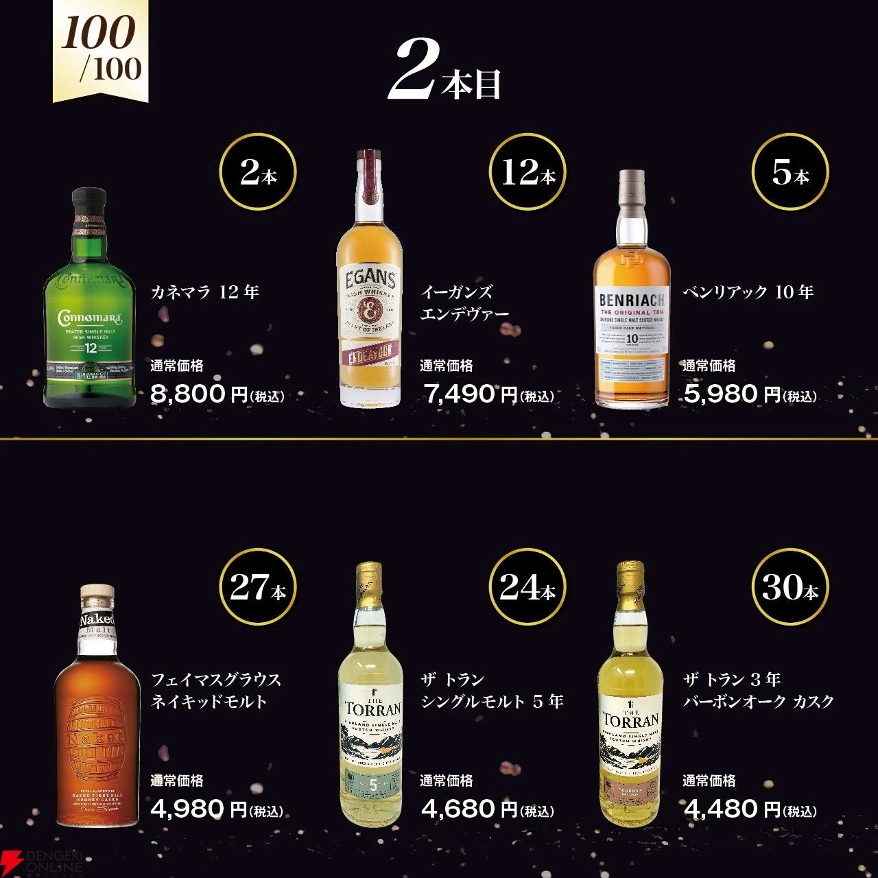 17,800円で山崎18年、響21年、ペンリネンス21年 スペシャルリリース、ジョニーウォーカー アイスシャレーなどが当たる2本セットの『ウイスキー福袋（くじ）』第6弾が販売中