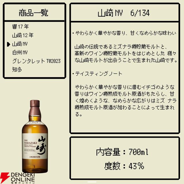 6,980円で響17年、山崎12年、山崎NV、白州NV、グレンタレットTW、知多のどれかが必ず当たる『ウイスキーくじ』が販売中。およそ7本に1本が当たり