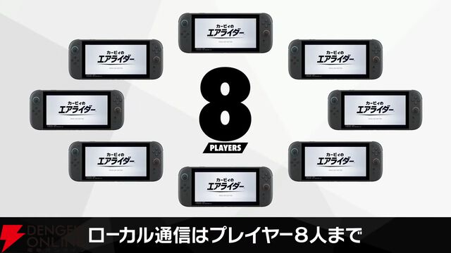 『カービィのエアライダー』本体1台で最大4人までの画面分割プレイが可能。2人対戦では縦分割か横分割かの選択ができる