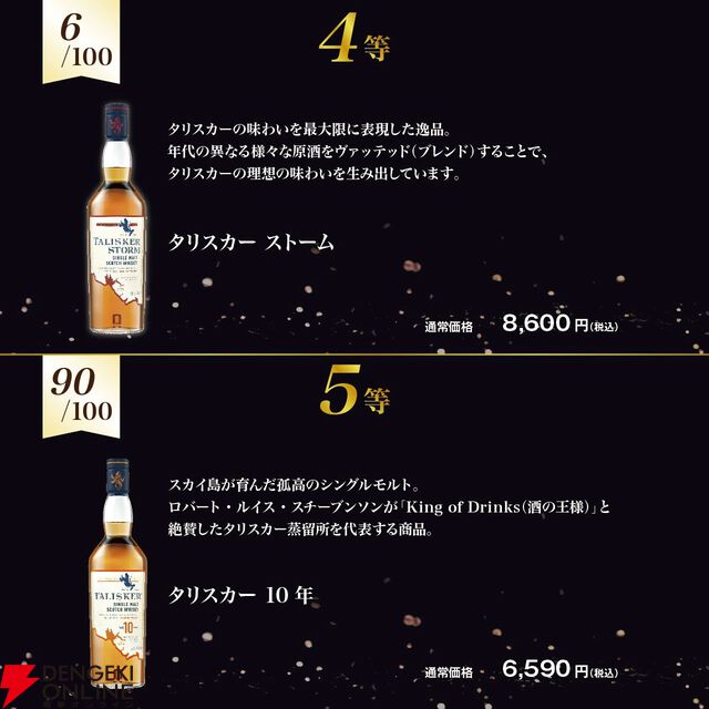 タリスカー限定ウイスキーくじ第2弾が販売中。7,380円でタリスカー25年を始め、タリスカー8年スペシャルリリース 2024、ディスティラーズ エディション 22などが当たる