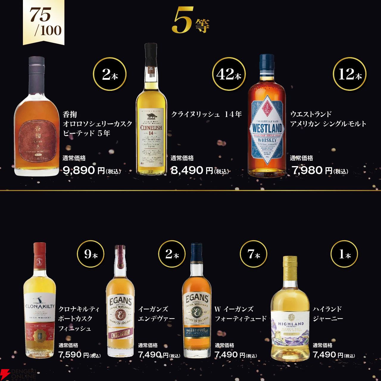 17,800円で山崎18年、ジョニーウォーカー アイスシャレー、ロングモーン18年、香掬 オールドシェリーバット 15年などが当たる2本セットの『ウイスキー福袋（くじ）』第7弾が販売中