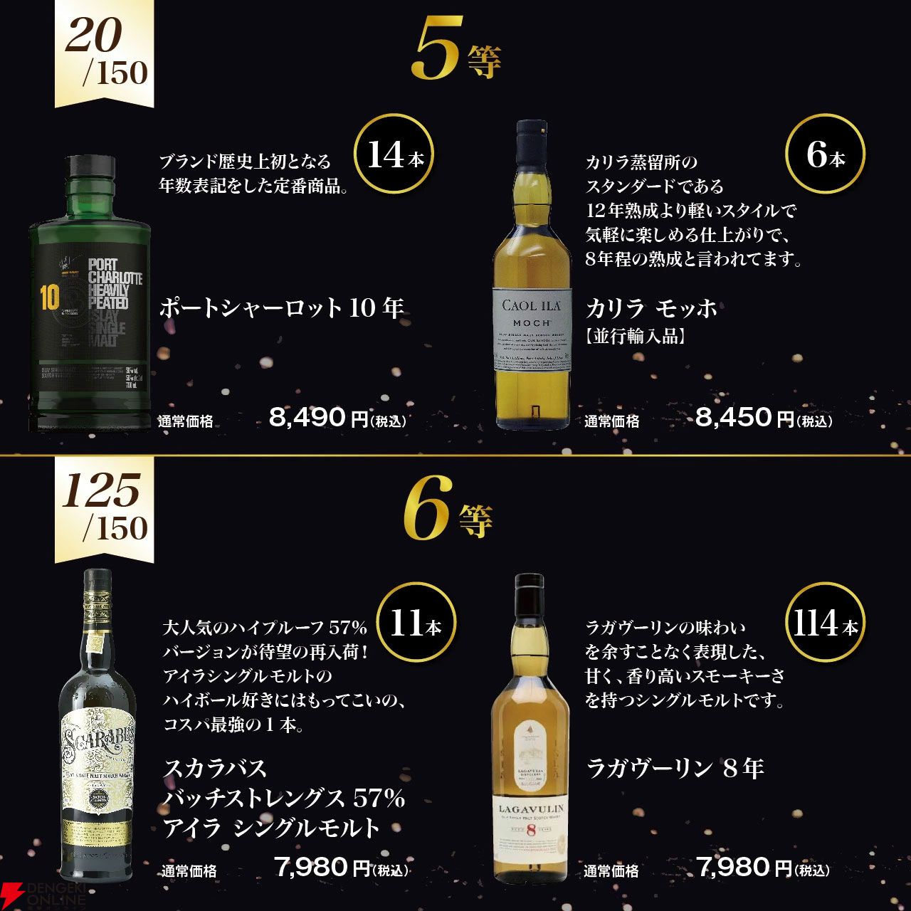 7,980円でボウモア25年 キングスバリー35周年、オクトモア15.1、ビッグピート アイラフェス2025などが当たる『アイラ限定ウイスキーくじ』が販売中