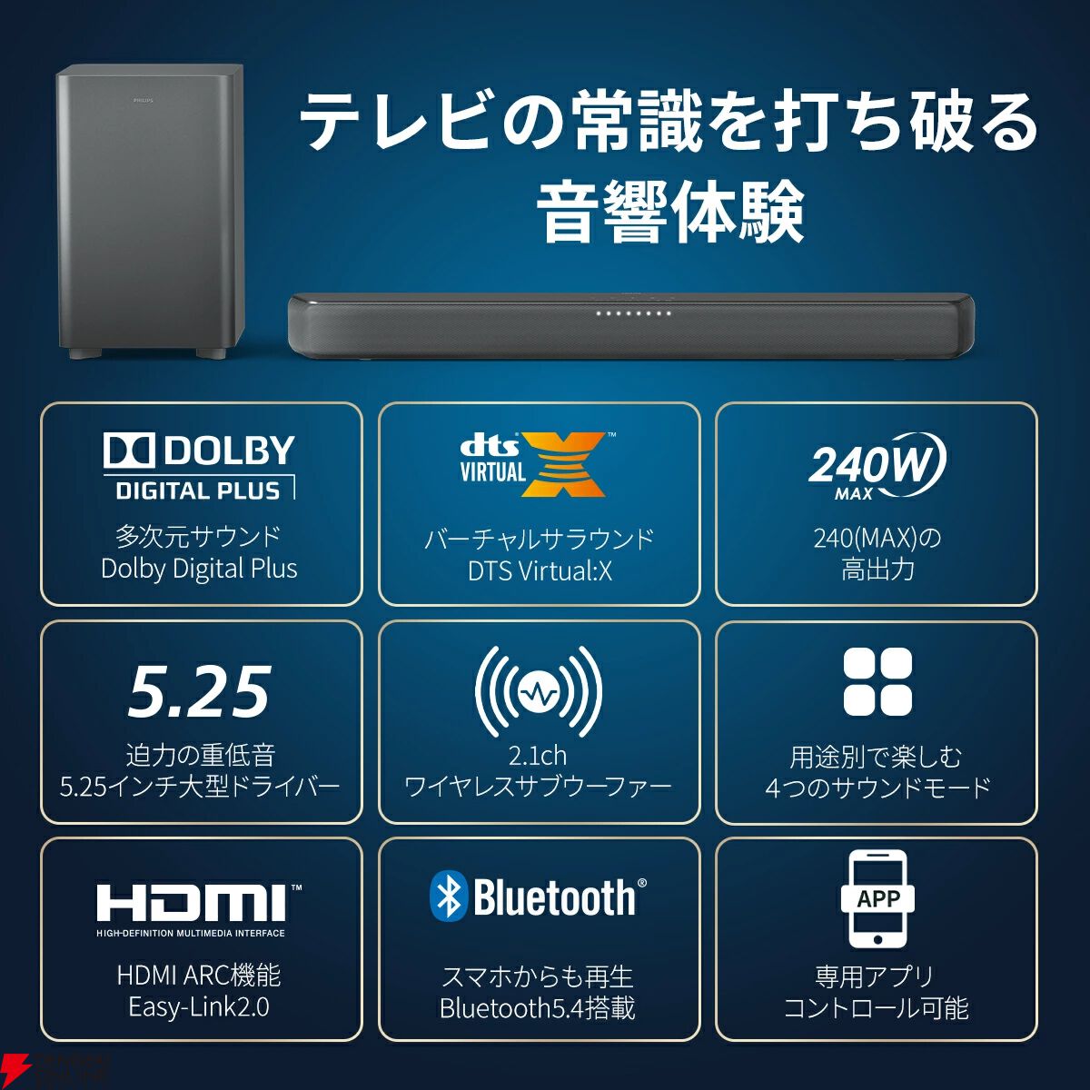 フィリップスのTVスピーカーサウンドバーが半額セールで1万円台に