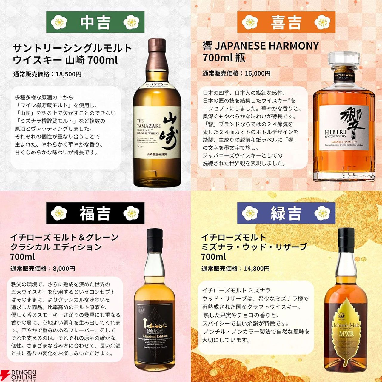 山崎18年、山崎・白州12年などが3,980円で当たるウイスキーみくじ第72弾が販売開始