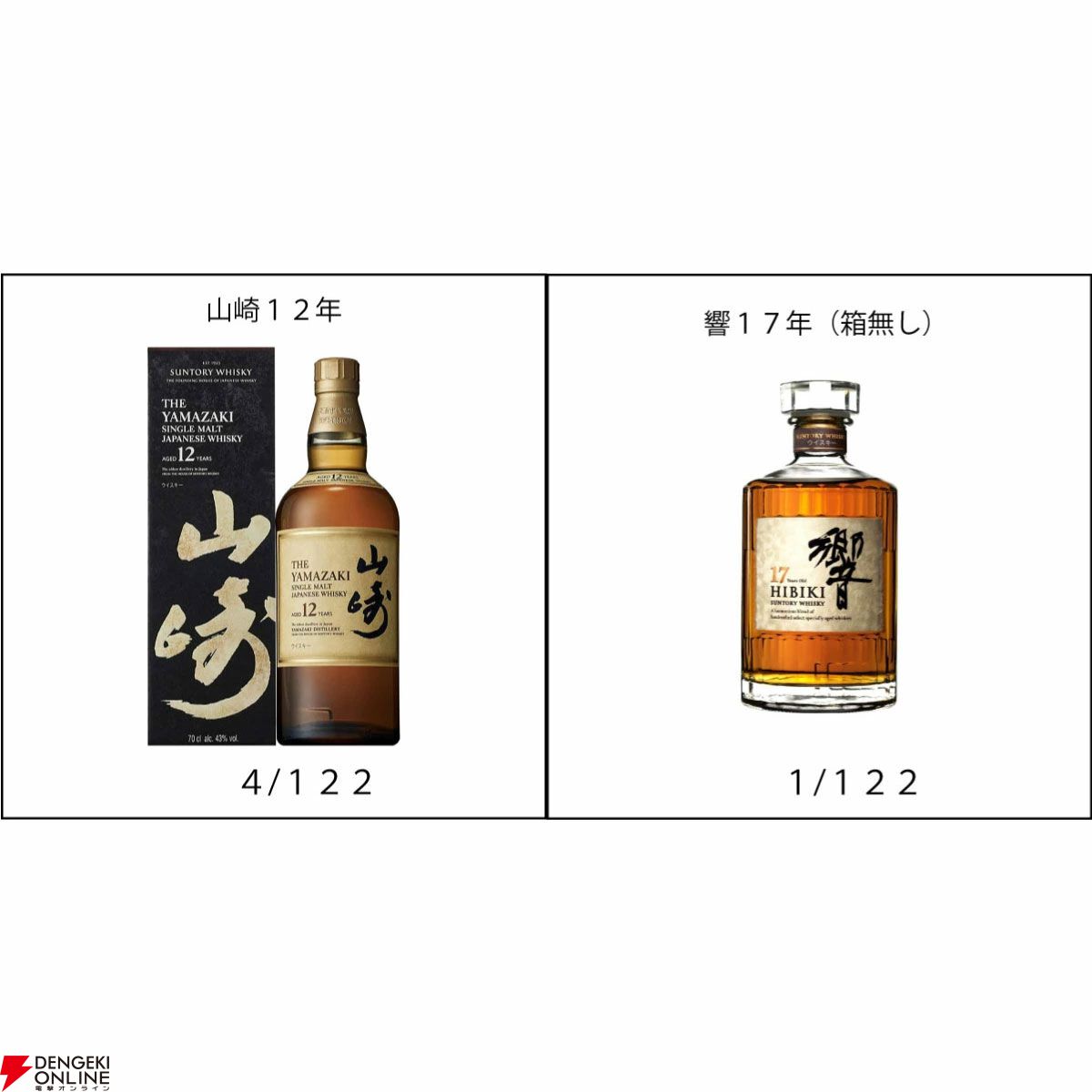 7,490円で響17年、山崎12年などが当たる。末等でもハイボールに