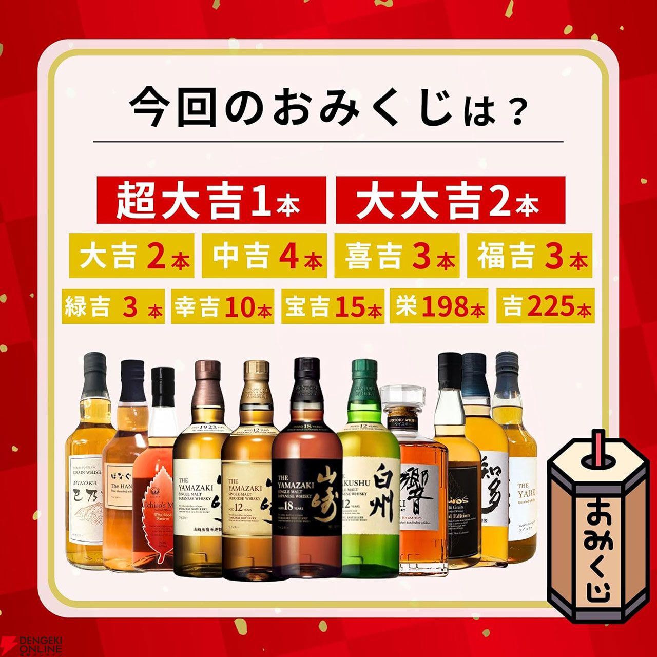 3,980円で山崎18年や山崎・白州12年が狙えるウイスキーみくじ第73弾の