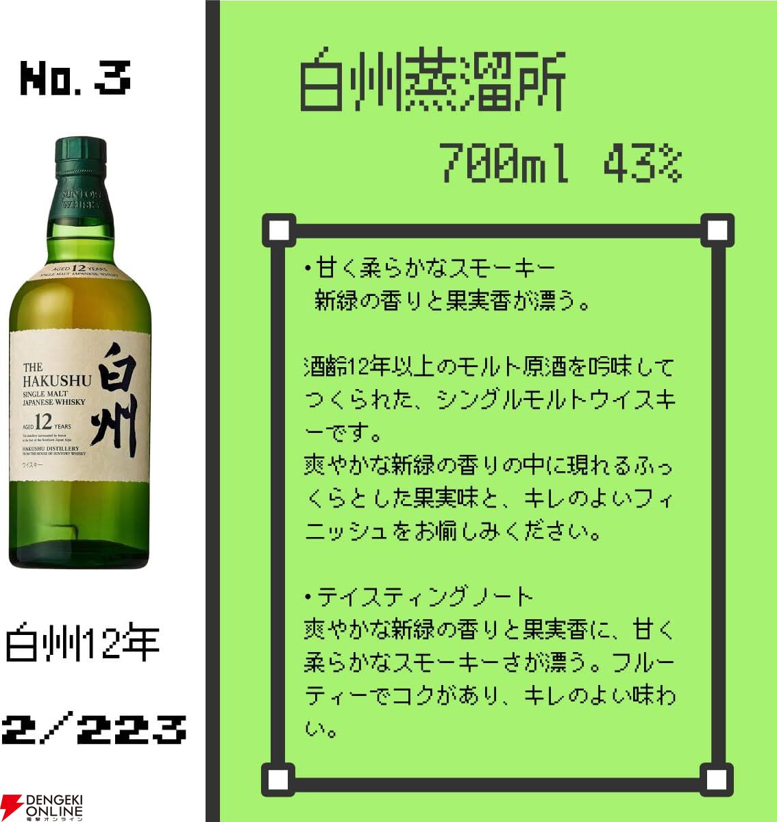 4,980円で山崎18年、山崎・白州12年を狙える。末等でも香味は、温かく