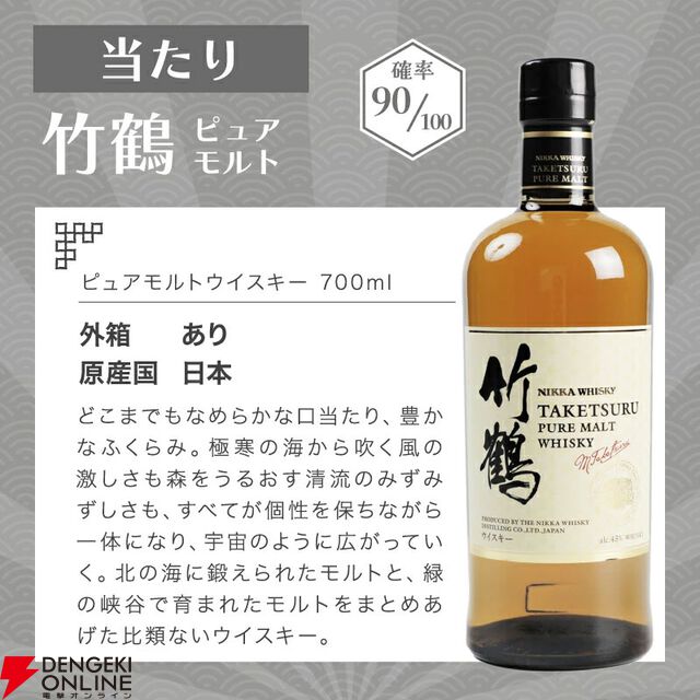 8,300円で響BCが1/10、ハズれは竹鶴。送料無料なのでどちらが当たっても損はしない『ウイスキーくじ』が再販売中