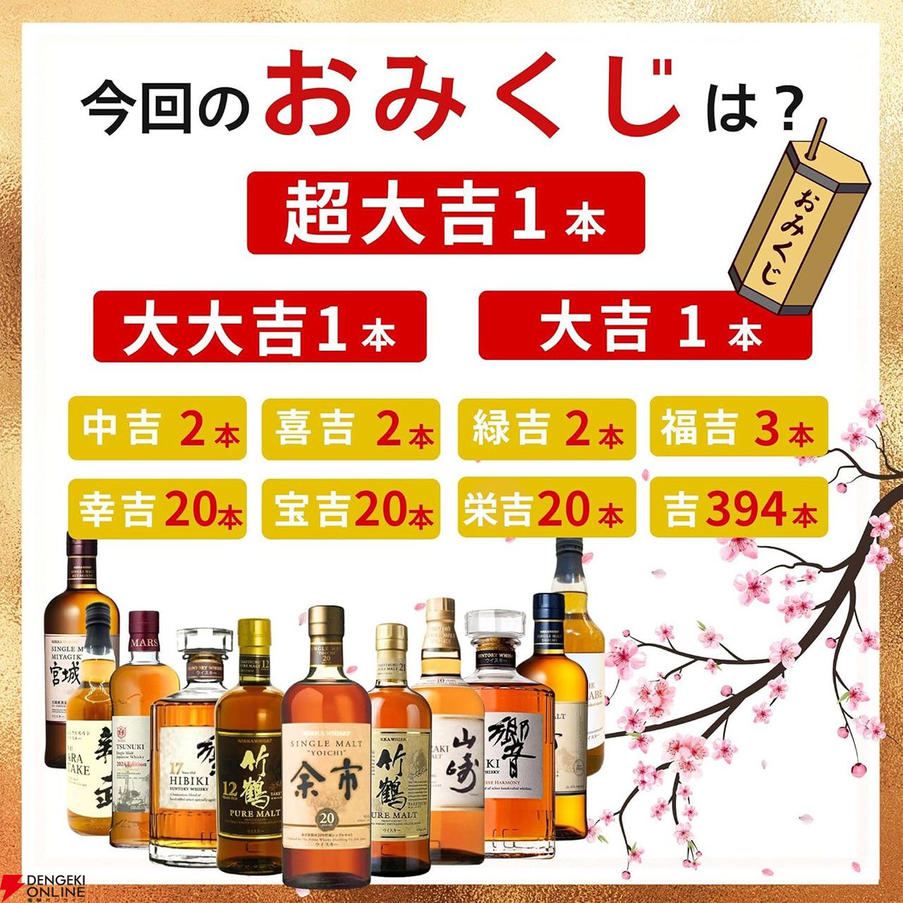 7,980円で余市20年、竹鶴21年、竹鶴12年、山崎10年、響17年など希少な