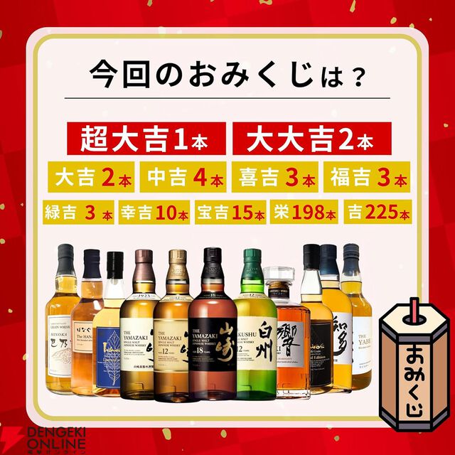 3,980円のウイスキーみくじ第80弾が販売開始。山崎18年、山崎・白州12年、イチローズモルト リミテッドなどが狙える