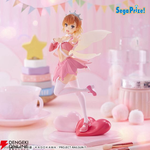 『とある科学の超電磁砲』御坂美琴があの大胆コスプレ衣装でフィギュア化。照れた表情やハートの台座もかわいい