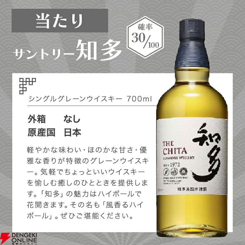 響BC、戸河内、桜尾、知多のどれかが届く8,200円の『ウイスキーくじ