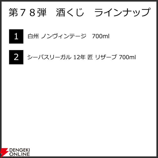 白州NVかシーガスリーバル12年匠のどちらかが届くウイスキーくじが販売中