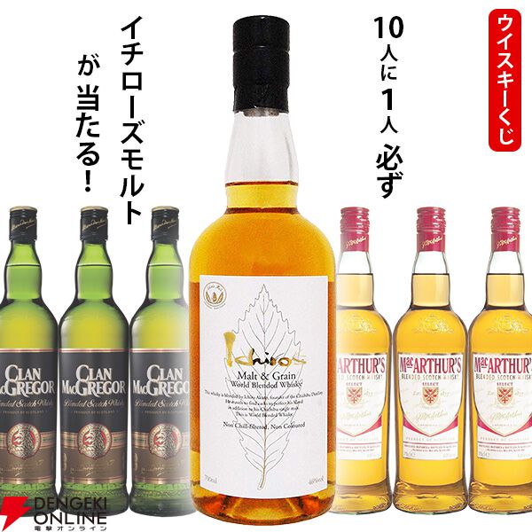 1,430円でイチローズモルト ホワイトラベル、クランマクレガー、マッカーサーどれかが当たる『ウイスキーくじ』が販売中