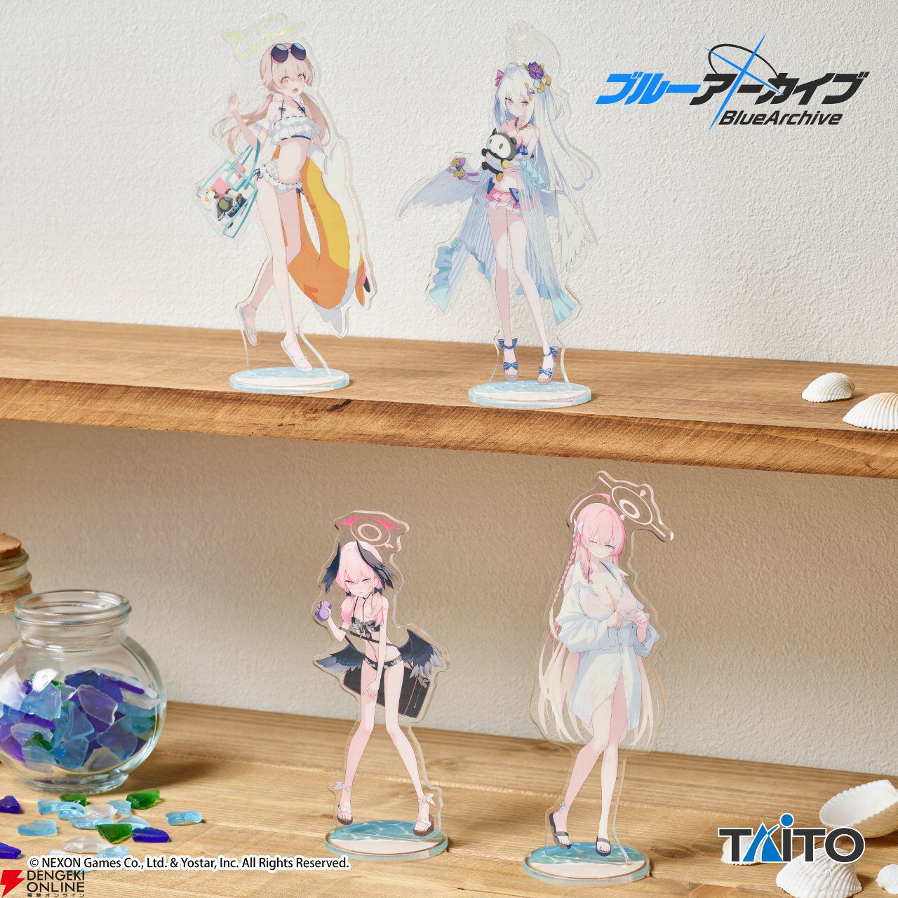 ブルアカ』水着姿のヒフミ、アズサ、コハル、ハナコがアクリルスタンド