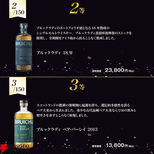 ブルックラディ限定。8,290円でブルックラディ 27年 カスクストレングス、18年、ベア・バーレイ 2013・2014などが当たる