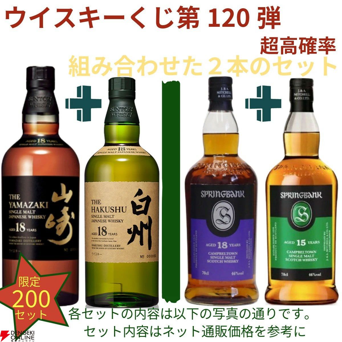 21,180円で山崎18年＋白州18年、スプリングバンク18年＋スプリング