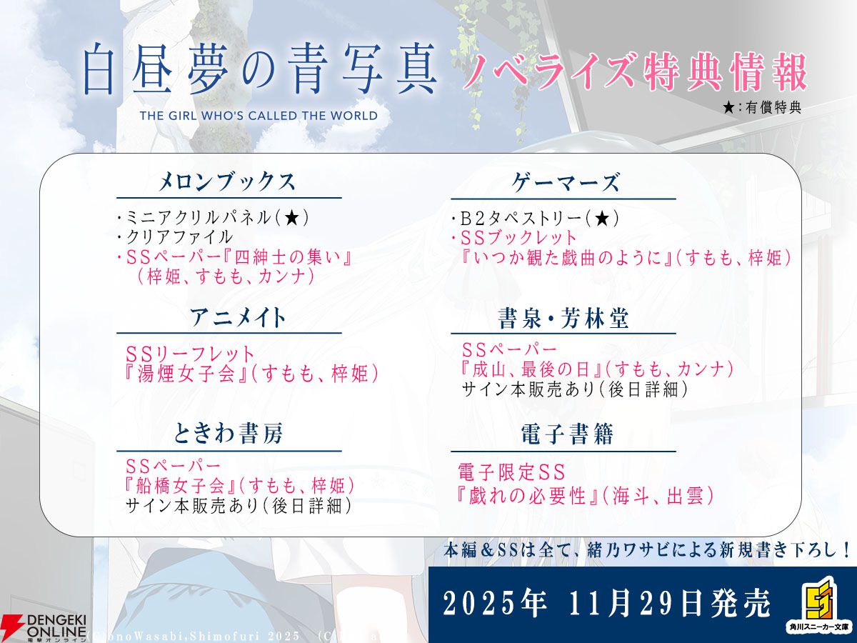 小説版『白昼夢の青写真』が本日11/29発売。傑作アドベンチャーゲームを完全公式ノベライズ