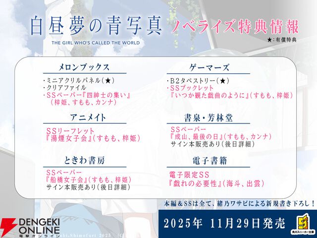 小説版『白昼夢の青写真』が本日11/29発売。傑作アドベンチャーゲームを完全公式ノベライズ