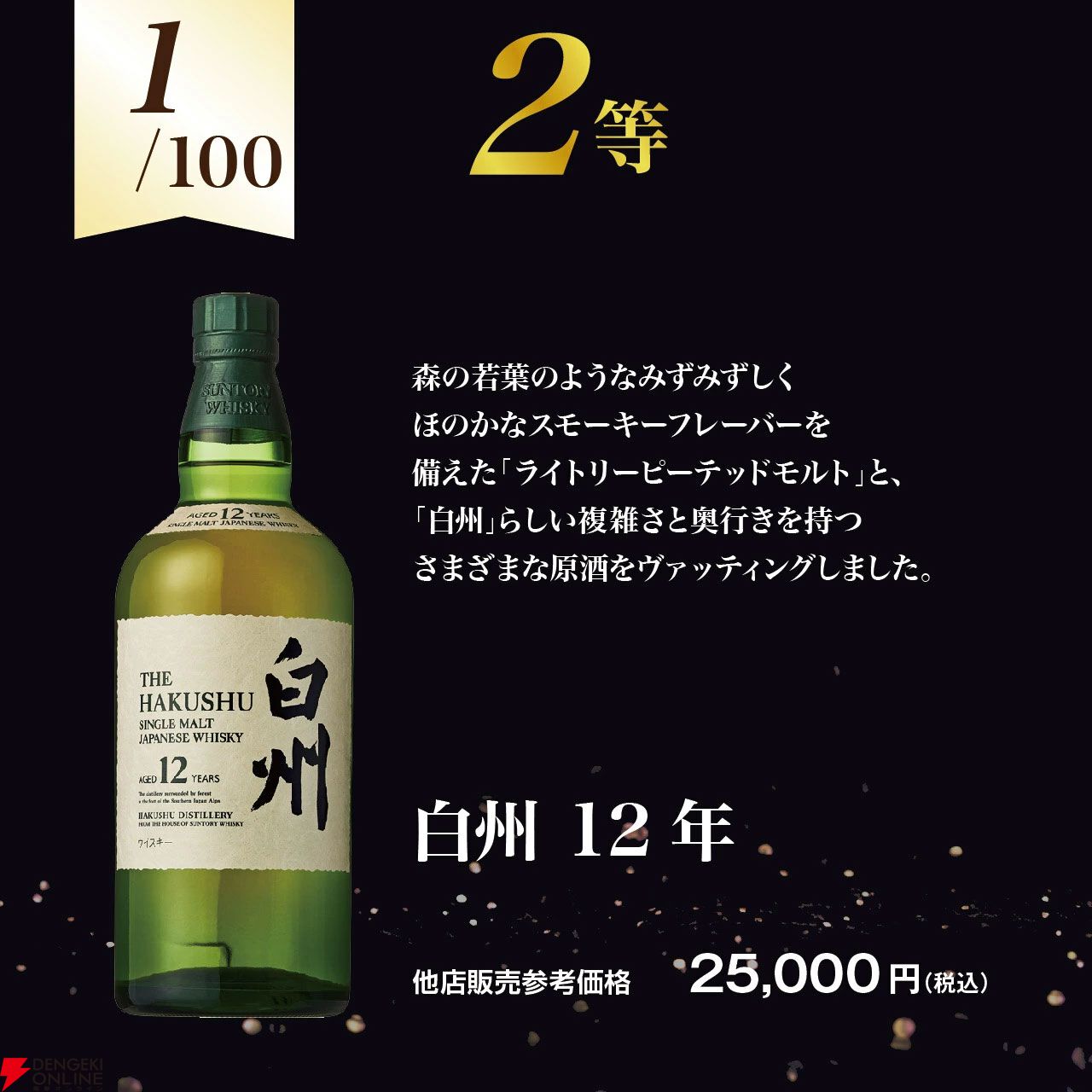 響21年、白州12年が8,290円で狙える。末等でも余市が届くウイスキー