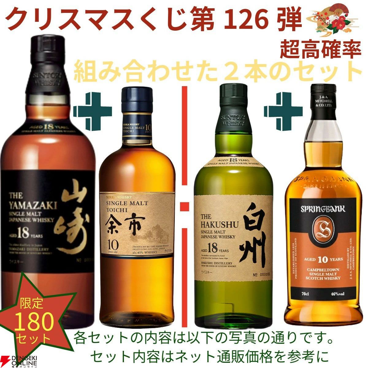 16,980円で山崎18年＋余市10年、白州18年＋スプリングバンク10年の