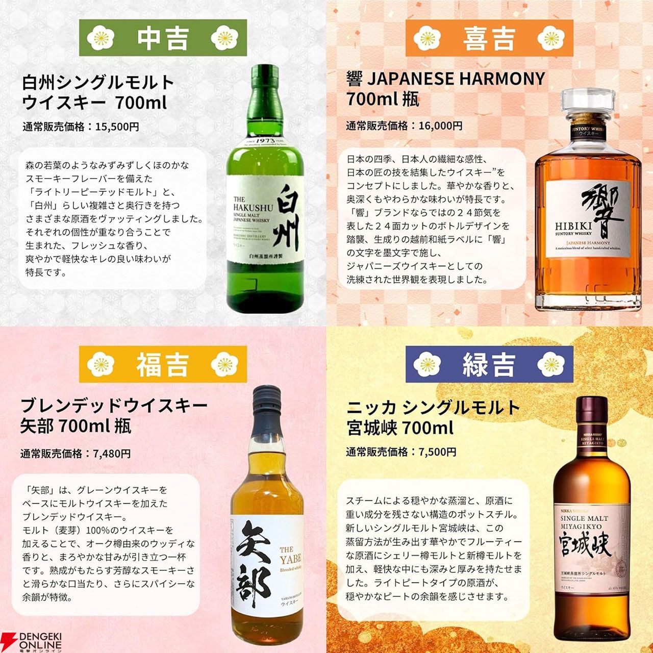 5,980円で白州25年、山崎12年、響JHなどを狙える2026ウイスキー福袋み