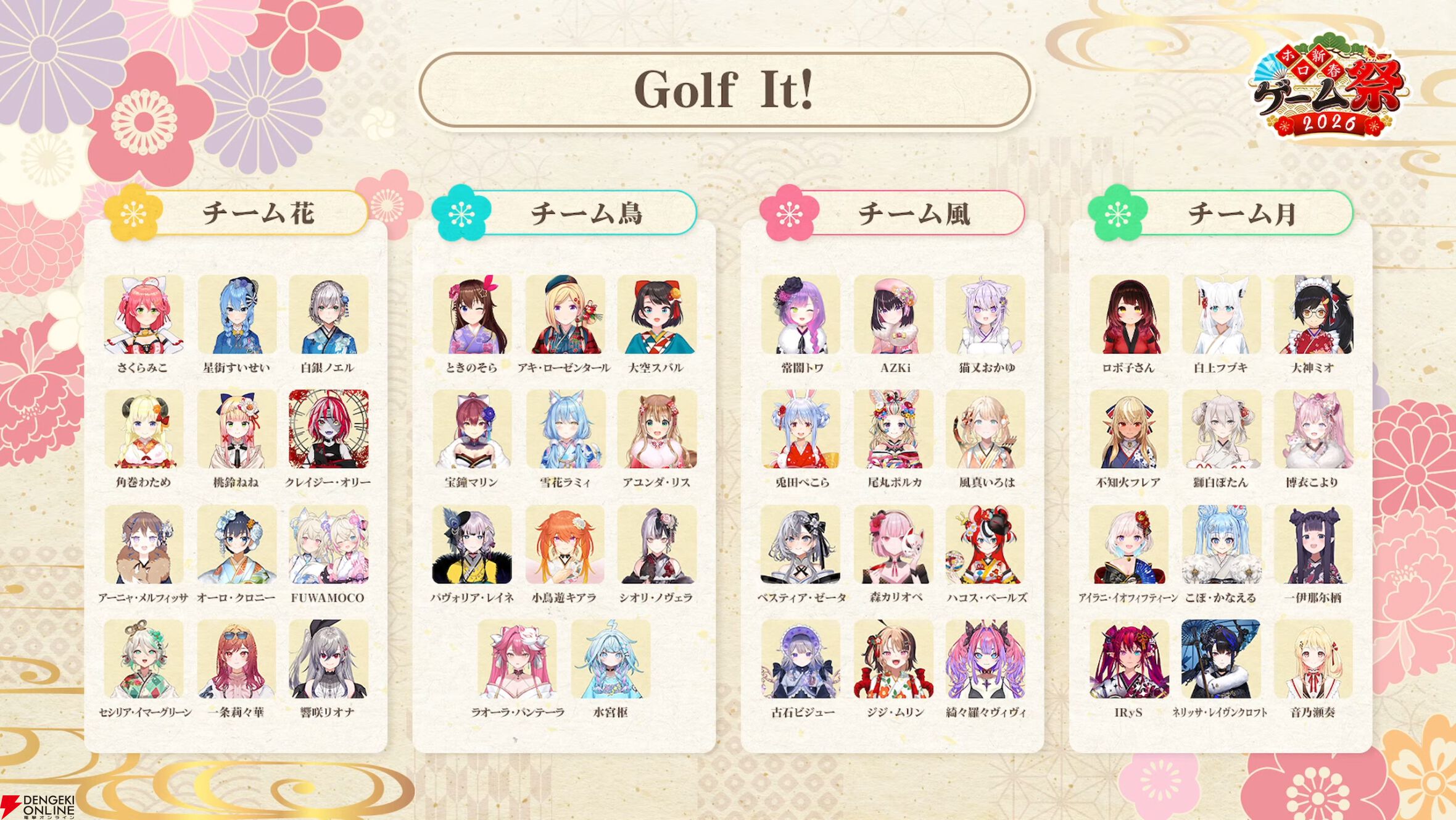 【ホロライブ】来年1月開催の“ホロ新春ゲーム祭”のチーム分けが発表に。『マリオカート ワールド』、スマブラ、以心伝心ゲームなどで競い合う