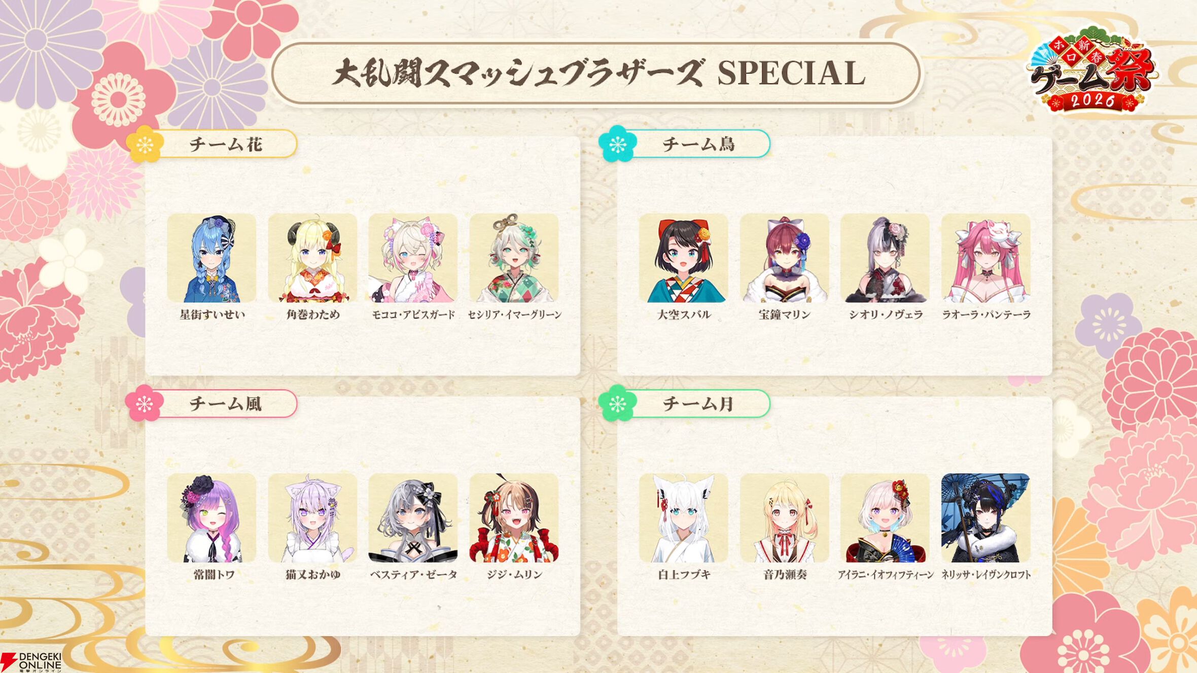 【ホロライブ】来年1月開催の“ホロ新春ゲーム祭”のチーム分けが発表に。『マリオカート ワールド』、スマブラ、以心伝心ゲームなどで競い合う