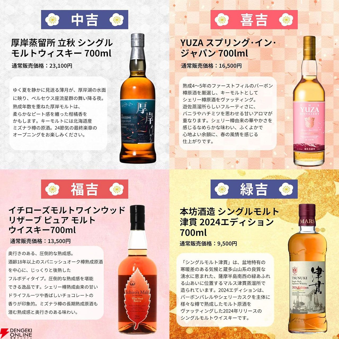 5,500円で余市15年、山崎・白州12年、厚岸 立秋などを狙える天下統一