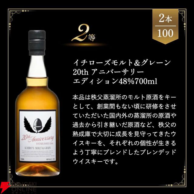 山崎12年、イチローズモルト20th、山崎NV、白州NV、宮城峡のどれかが当たる6,600円の『ウイスキーくじ』が販売中