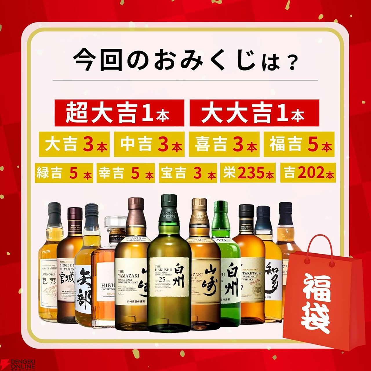 5,980円で白州25年、山崎12年を狙える2026ウイスキー福袋みくじ第3弾が