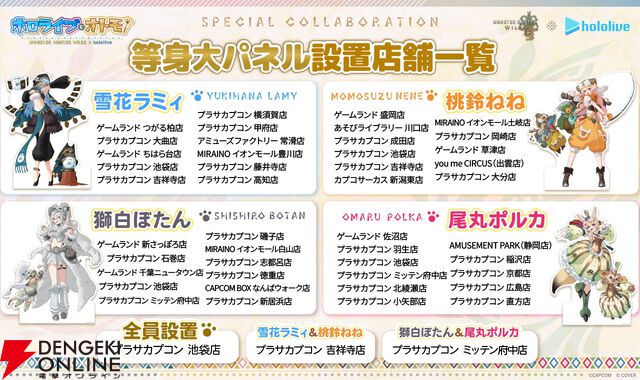 ホロライブ5期生×モンハンワイルズのコラボ開幕。雪花ラミィ、桃鈴ねね、獅白ぼたん、尾丸ポルカが描き下ろしイラストでプライズ化