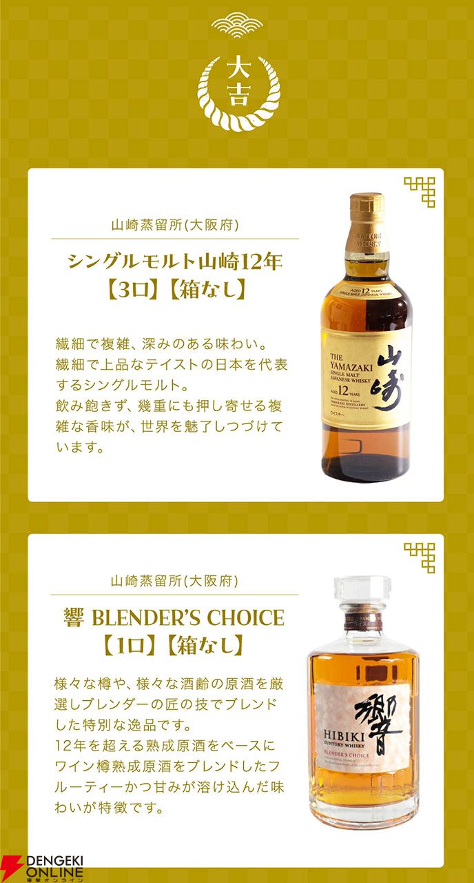 6,900円で送料無料。山崎12年、響BH2025、響BCなどが狙える