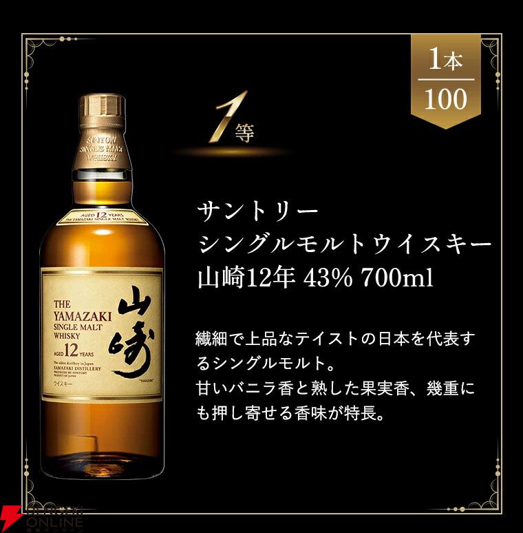 6,620円で山崎12年、イチローズモルト20th、山崎NV、白州NV、余市が