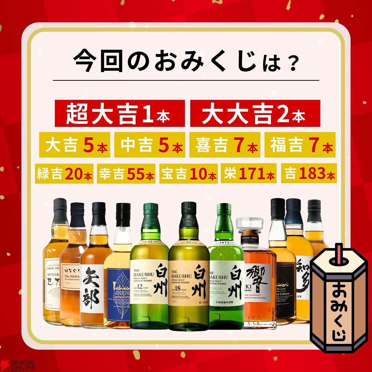4,980円で白州18年、白州12年、白州NVを狙る楽天限定ウイスキーみくじ