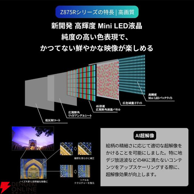 55インチ大型4K液晶テレビ『REGZA（レグザ）55Z875R』