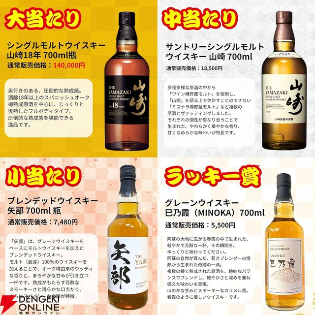 山崎25年が7,980円で当たるかも!? 山崎18年、山崎NVなども当たる一攫千金 松の道『ウイスキーくじ』が販売中