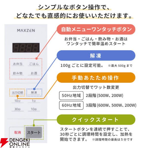 MAXZEN（マクスゼン）電子レンジ『MJM18GZ01F-WH』