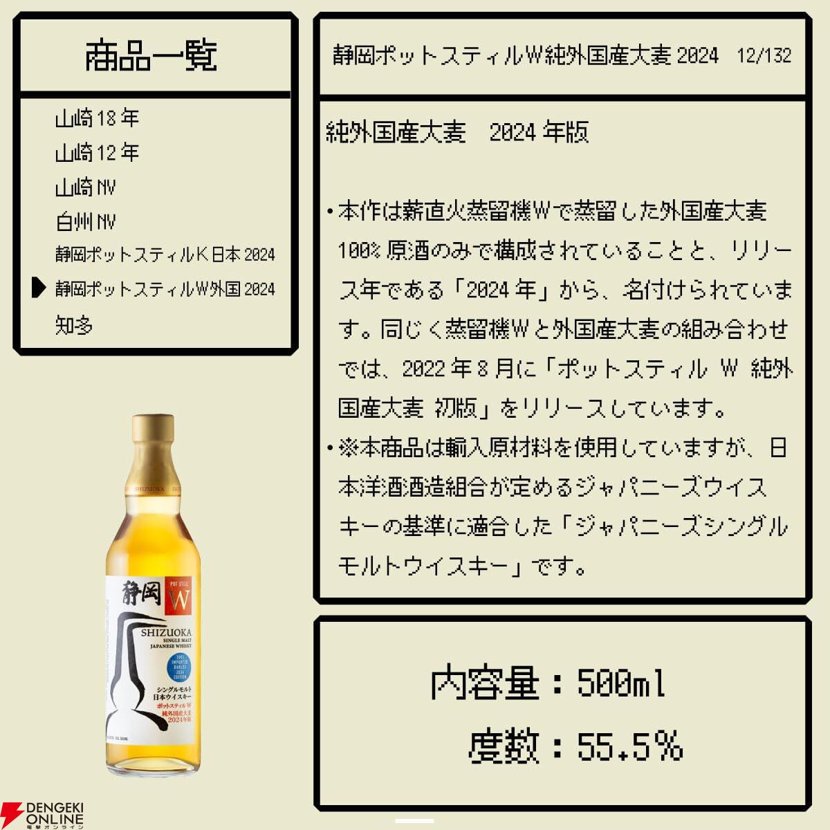 山崎12年、18年 6,980円で山崎18年、山崎12年、静岡ユナイテッドW外国2024・K国内2023