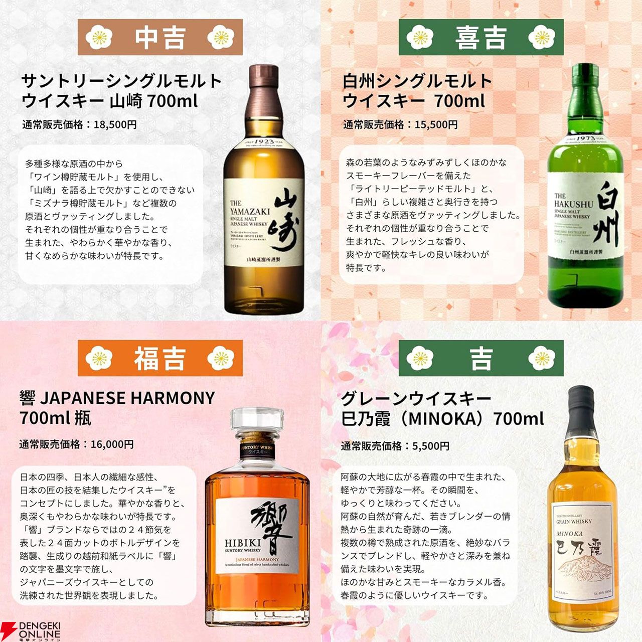 6,780円で響21年、山崎・白州12年、響JHを狙える『ウイスキーみくじ